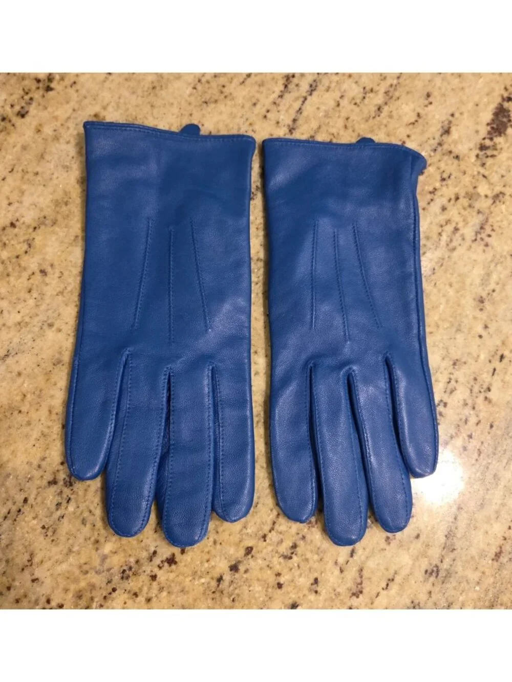 Womens Size S/M Blue Leather Lined Gloves